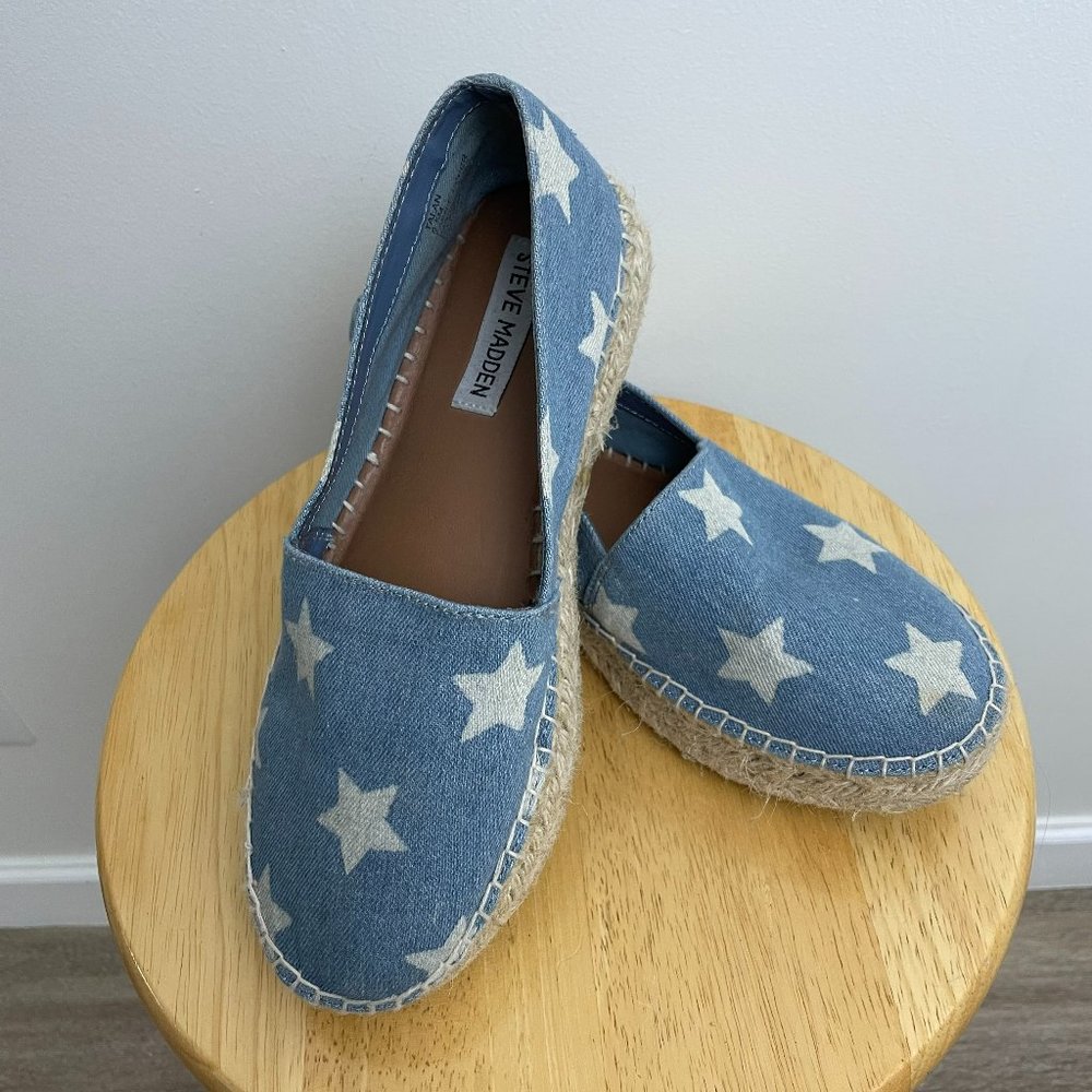 Steve Madden Blue and White - Talan Platform Espadrilles